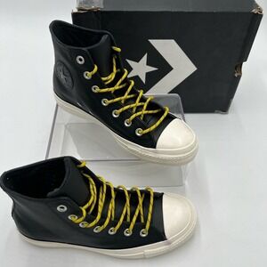 Converse Chuck Taylor All Star Hi Leather Black Bold Citron 163339C Mens 6 Wos 8
